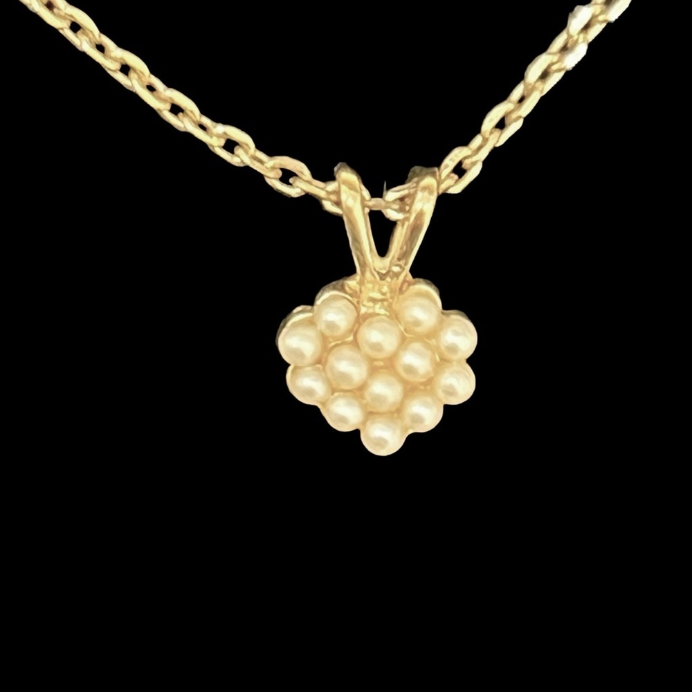 Accents by Hallmark Cards Dainty Pearl Heart Charm Gold Tone Choker Necklace